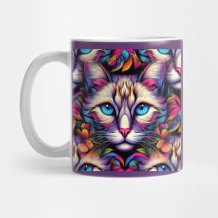 vibrant, bold, and colorful cat Mug